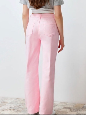 CLEARANCE*** High-Waisted Cotton Jeans Pink Baby Pink (No. 40)