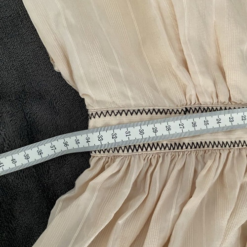 Mango Suit vintage beige dress with black embroidery, size S