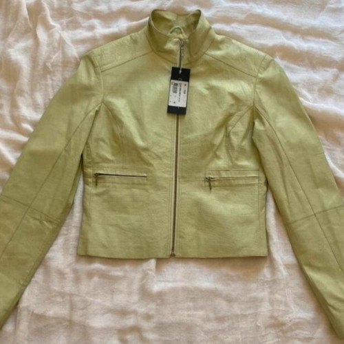 Leather jacket green brand new, size S