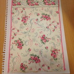 Handmade poster with napkin and ribbon on watercolor cardboard