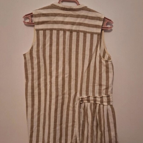 Striped blouse size M, white and beige
