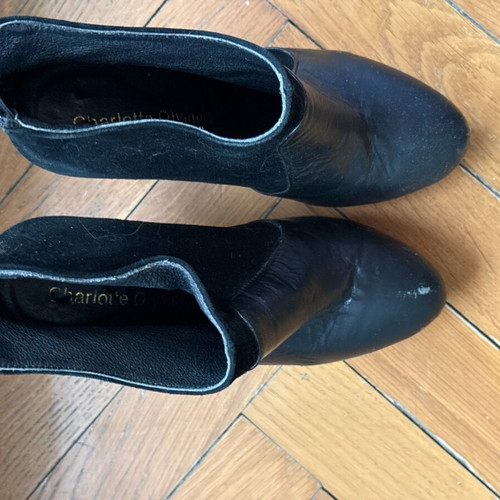 Charlotte Olympia Μπότες Μποτάκια Μαύρο Χρυσαφί Μεταχειρισμένο Μέγεθος 39
