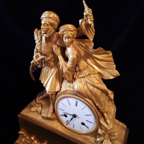 Philhellenic clock with Bride of Abydos, France, second quarter 19th century, like new