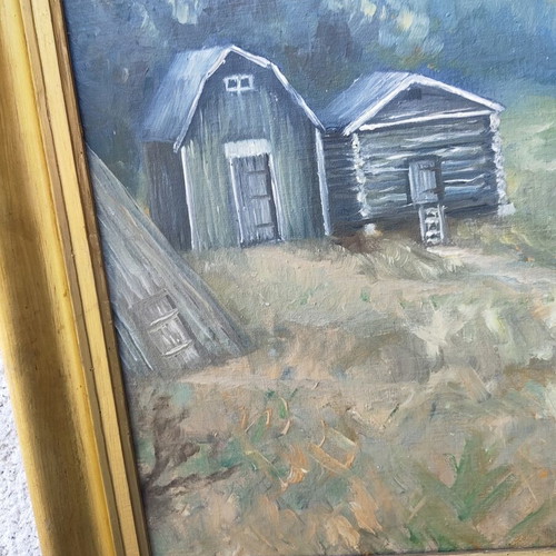 Vintage Scandinavian Art Large Signed Oil Painting on Fiberboard like new