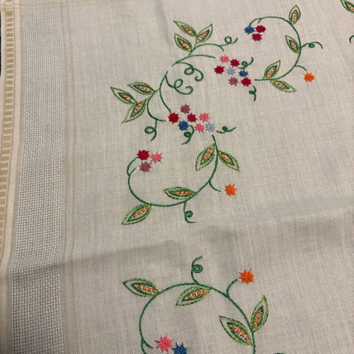Vintage embroidered tablecloth 74x74 cm like new with flowers