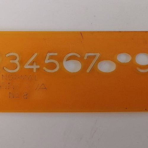 Stencil Numbers No 8 used, Normal Minerva, flexible orange plastic