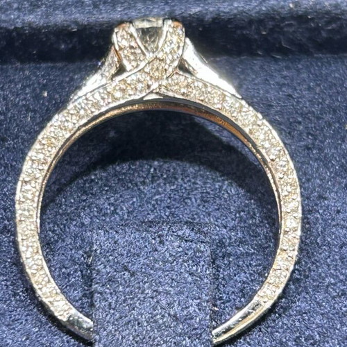 Engagement ring white gold k18 new, full pave setting diamonds