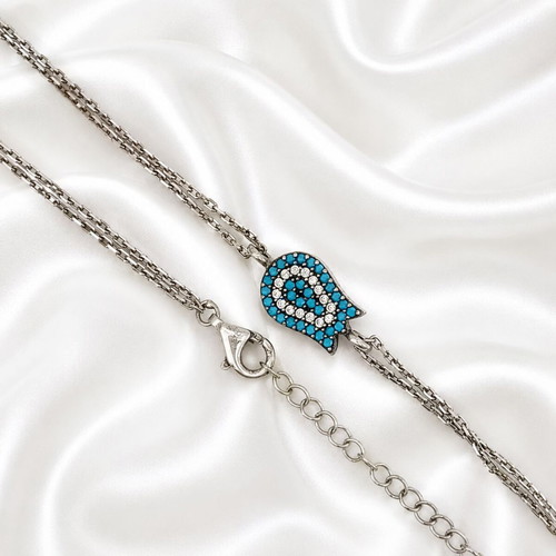Handmade Gianni Silver Bracelet with Zircon Stones, new