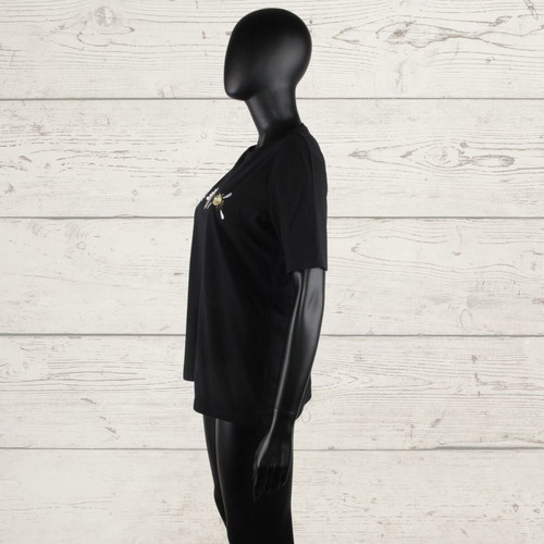 Holzweiler women's t-shirt size S black with embroidered flowers like new