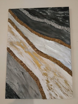 Modern painting with acrylic colors and small stones new