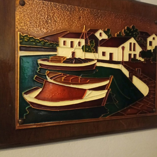 Chalcography painting with enamel like new 27x35