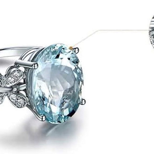Aquamarine ring new, 18K white gold plating