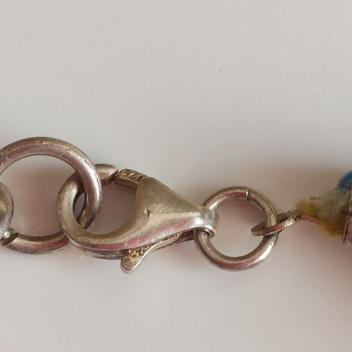 Handmade 925 bracelet with silk ribbons like new, multicolor