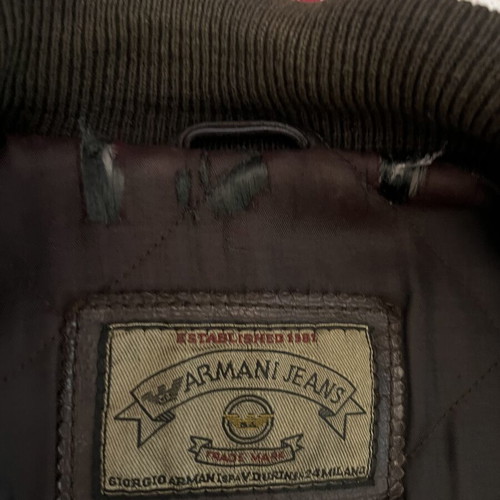 Giorgio Armani leather jacket used, size 54, needs lining and zipper repair