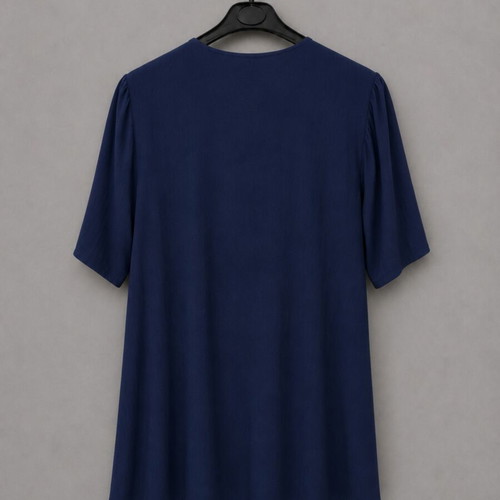 Navy Blue Women's Blouse with V Neck and Decorative Buttons like new