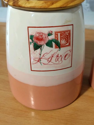 Βάζο για καφέ και ζάχαρη μεταχειρισμένο με λουλούδια