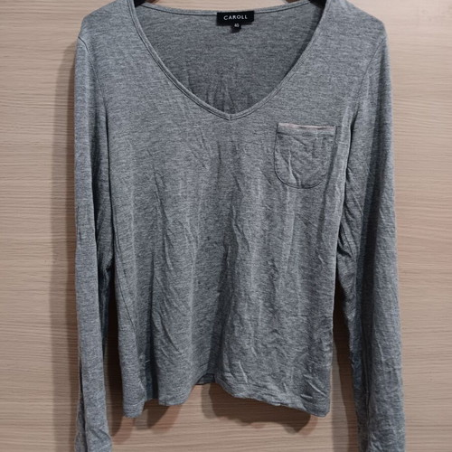 Women's blouse used, thin long-sleeve, gray, size L