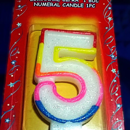 Numeral candle number 5 new, sealed