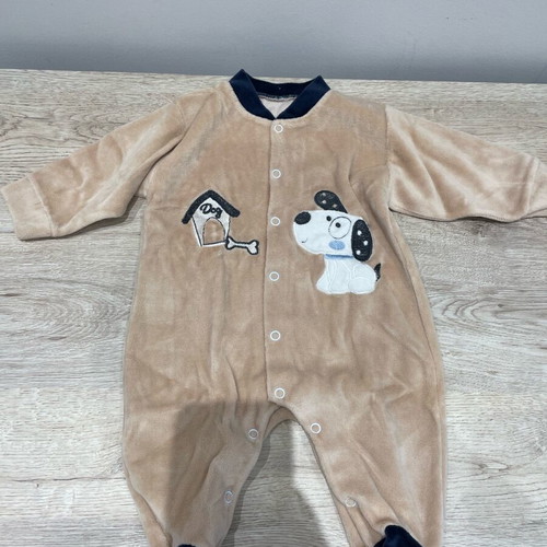 0-3 months Velour romper for baby boy