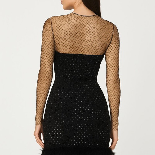 Black mini dress with sparkles and mesh new, size S