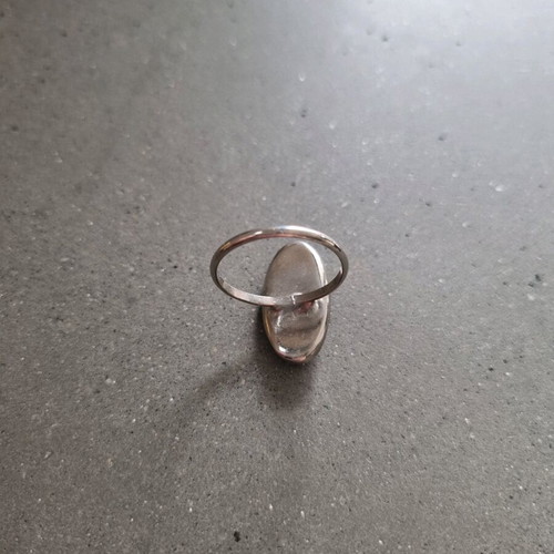 Vintage ring with oval black stone new, silver