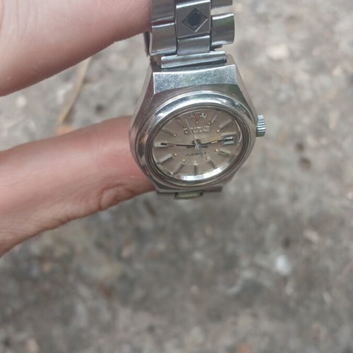 Orient 17 Jewels mechanical watch used, silver