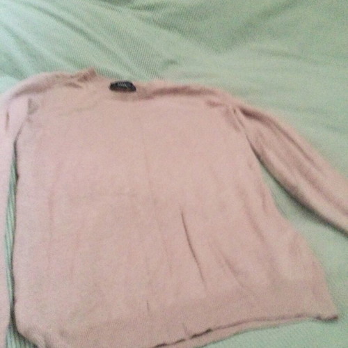 Zara women's knitted blouse beige pink with pearl buttons on sleeves, like new
