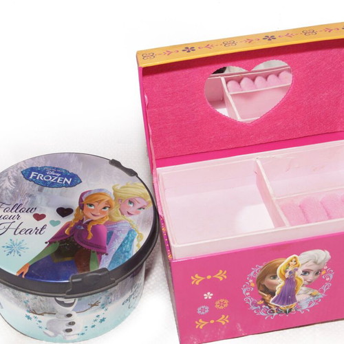 Children's jewelry box used with mirror and Disney Frozen gift box pink