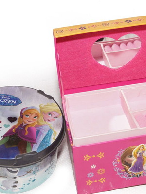Children's jewelry box used with mirror and Disney Frozen gift box pink