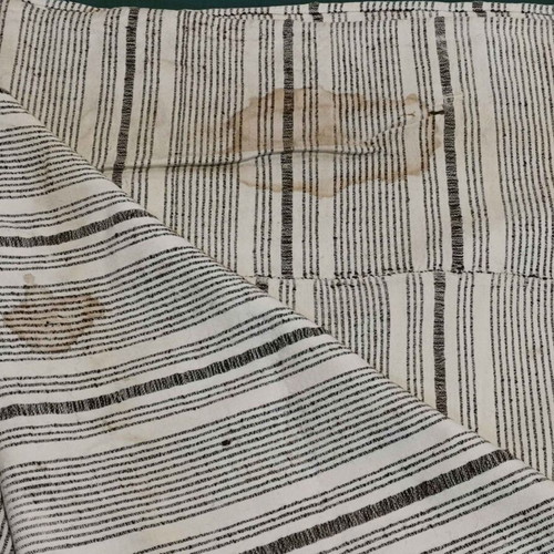 Woven bed sheet used, 1930s era, signs of wear