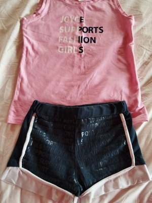 Joyce summer set like new, pink top and blue shorts