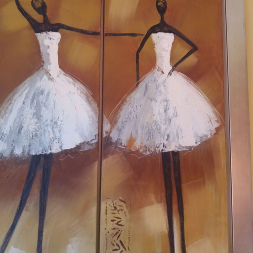 Oil painting like new, triple canvas 1.40x1.39m, dancers motif
