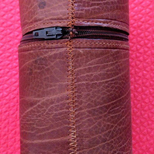 Flask with leather case like new and three bottles