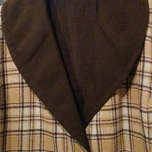Mid-length checked coat like new, beige and brown