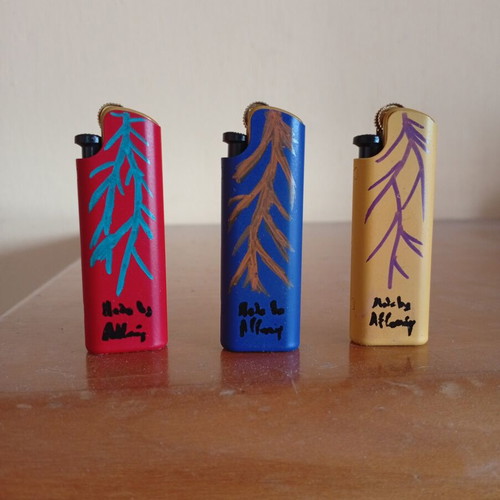 Hand-painted lighters with cat design, set of 3