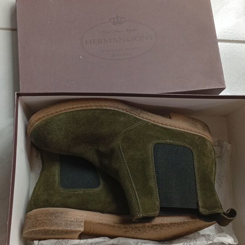 HERMAN SONS stylish ankle boots new, olive color, size 41