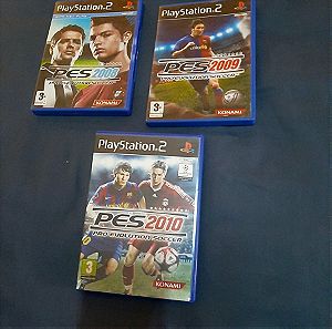 3 τεμαχια Sony playstation 2 ( ps2 ) Pro evolution soccer PRO 2008 , PRO 2009 , PRO 2010 πακετο μαζι