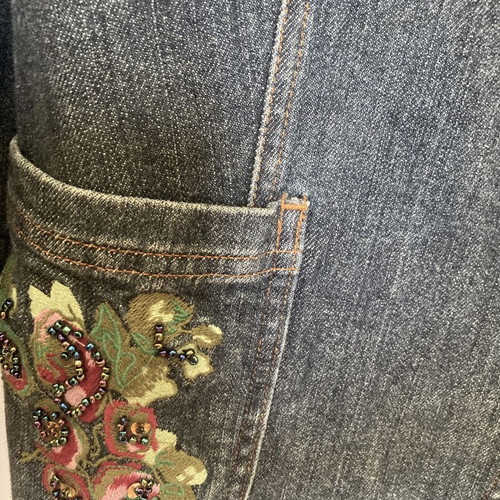 Daughters of Dynasty denim jacket small, like new with embroidery and beads