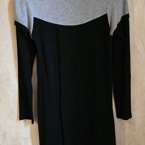 Long-sleeve mini dress black/grey with decorative beads
