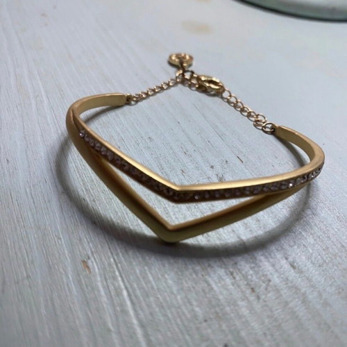 Bracelet made of steel and zircon stones, new, gold color