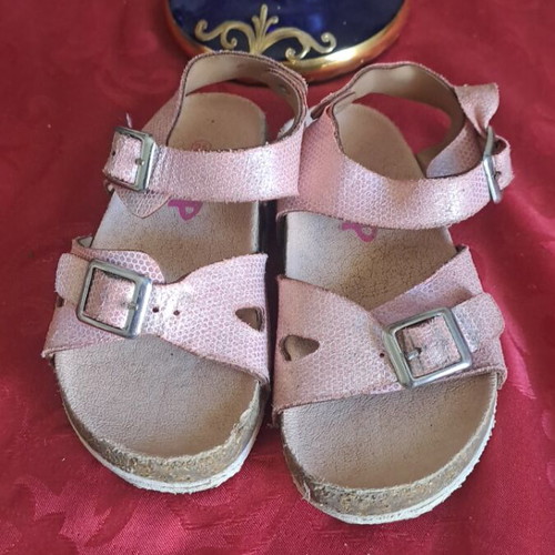 Girls' sandals used, size 25, beige pink