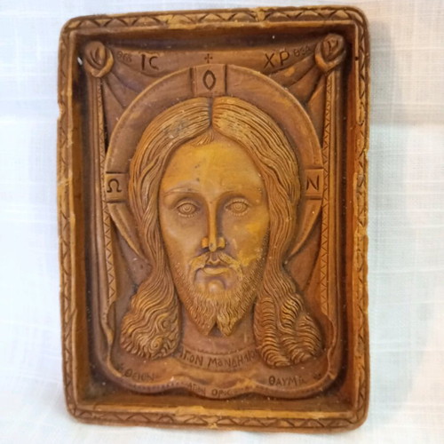 Wax icon from Mount Athos like new, Holy Mandylion 16cm×12cm