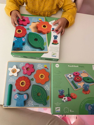 Djeco Puzzle and Stack Happy like new, wooden toy