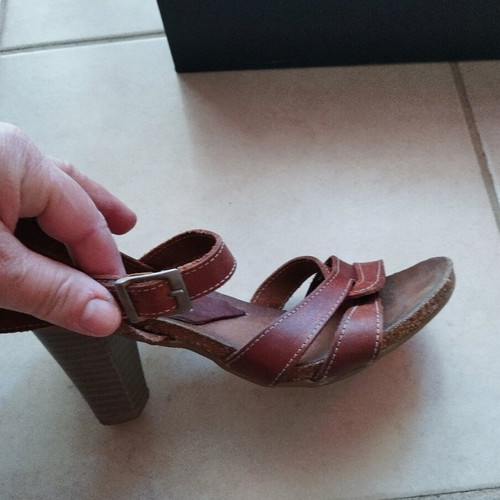 S.Piero leather sandals used, brown, size 36
