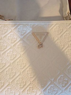 Guess white shoulder bag with wallet and case