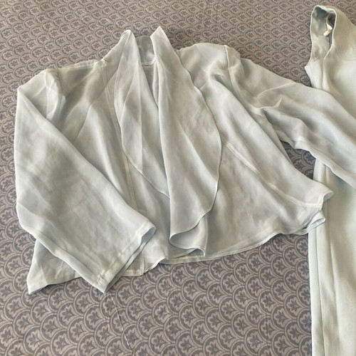 Turquoise evening set like new, medium dress with jacket