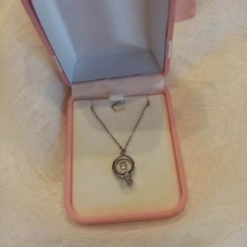 Steel necklace with crystals like new, gift box included