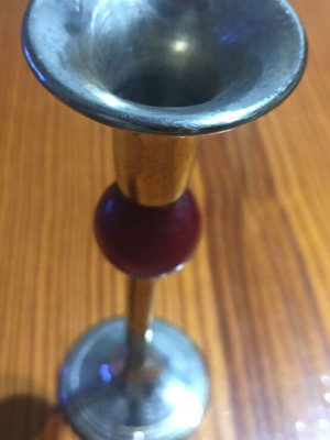 24K Gold-Plated Candlestick like new, height 192mm