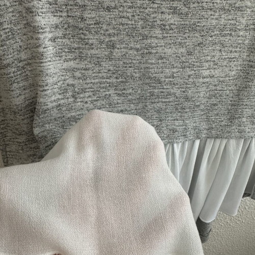 Regalinas top grey with white ruffles like new