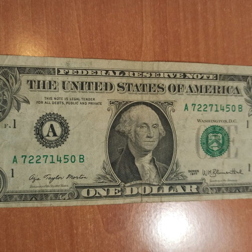 American banknote 1977 1 dollar used